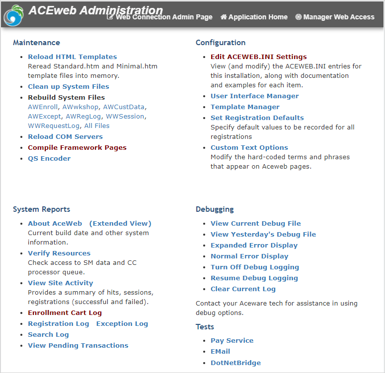 ACEweb Maintenance